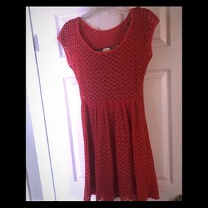 Short sleeve coral spring dress from Anthropologie